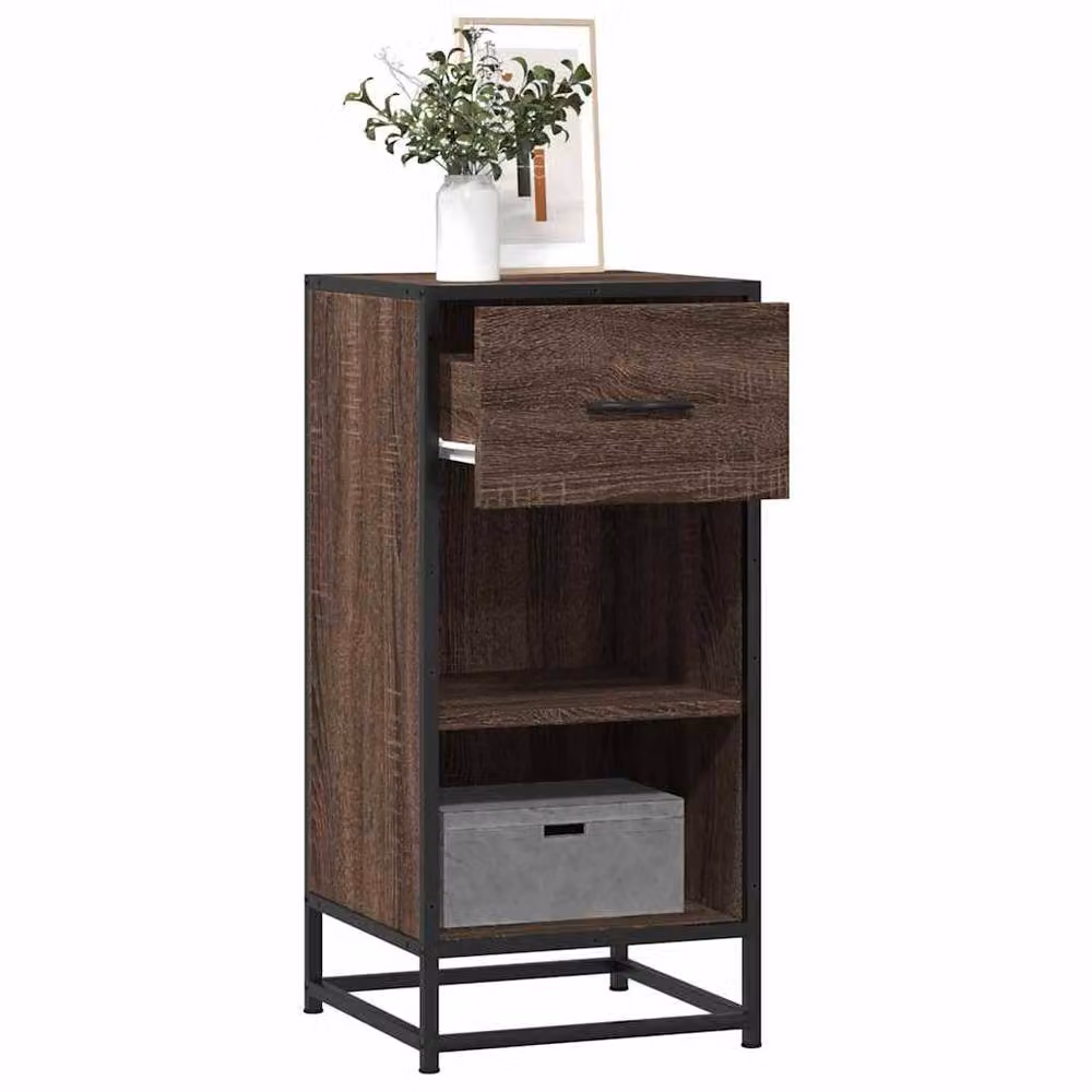 Berkfield Home Industrial Sideboard in Brown Oak, W/D/H: 35.5 x 35.5 x 76 cm – 2