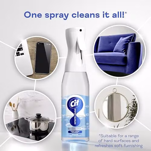 Cif Infinite Clean Sensitive Lotus and Mineral Salt All in One Cleaner Spray with Probiotics Technology, 590 ml – 2