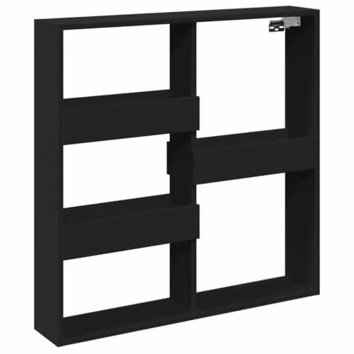 vidaXL Modern Wall Mounted Cabinet in Black with Internal Shelves and Hinged Doors, W/D/H: 80 x 15 x 80 cm – 1