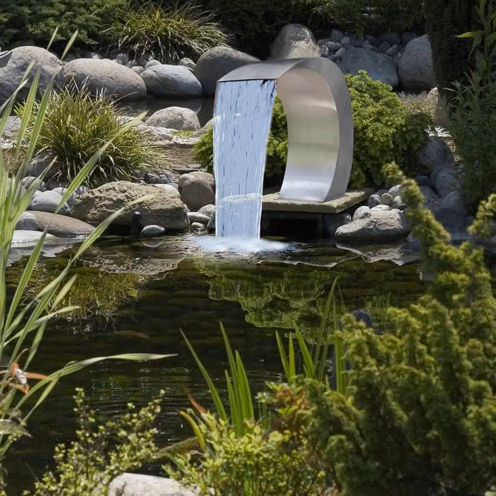 Berkfield Home Garden Stainless Steel Waterfall Pool Fountain in Silver, W/D/H: 45 x 30 x 60 cm – 3