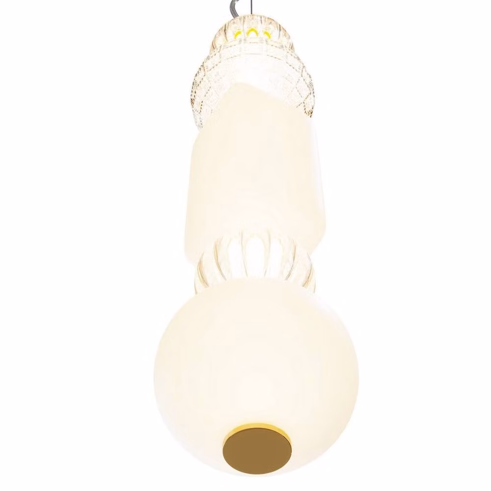 Maytoni Collar II Modern Slim Pendant Light in Gold and White with Transparent Glass and Adjustable Height, 3000K Warm White