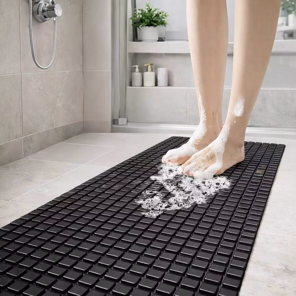 NESTLUNE Black Non-Slip Bathtub Mat with Strong Suction Cups, W: 100 cm, D: 40 cm – 3