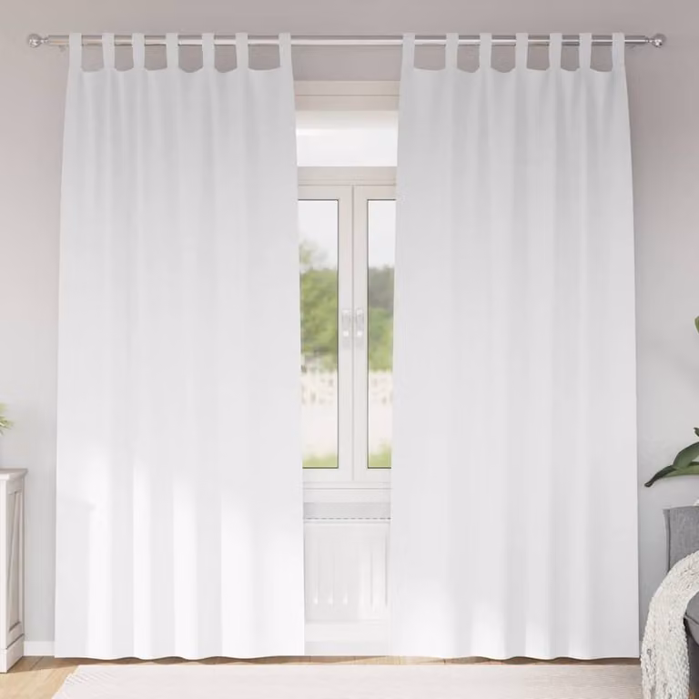 Berkfield Home Modern White Polyester Fabric Panel Curtains, 2 Pack, W: 140 cm, H: 260 cm