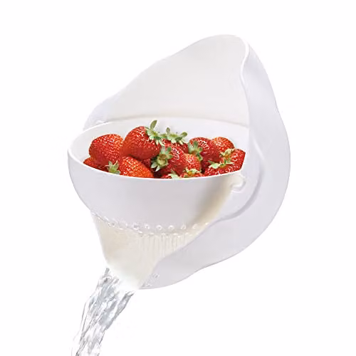 Calitek Multifunctional Plastic Colander and Food Strainer Set with 1.3 l Detachable Bowl, White
