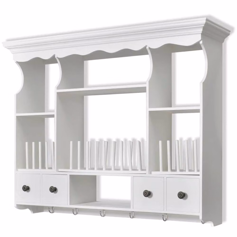 Berkfield Home White Lacquered Wooden Kitchen Wall Unit with Internal Shelves – 2