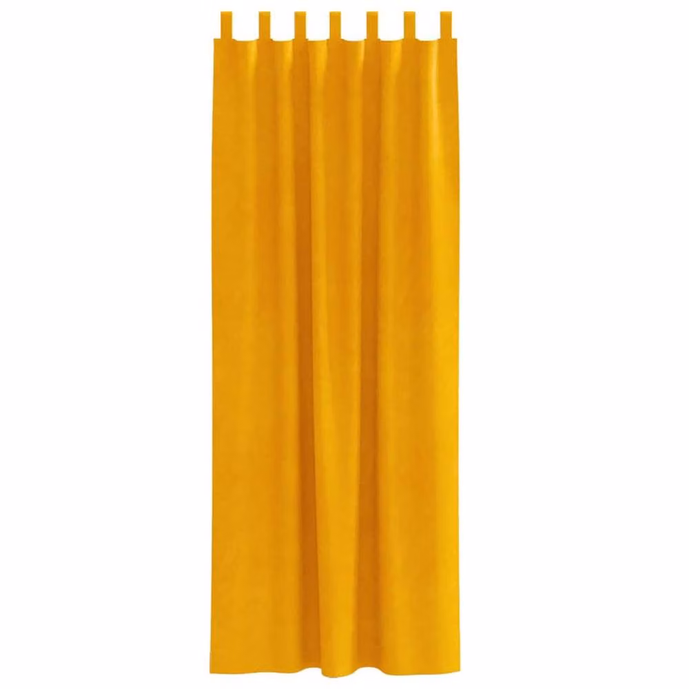 Berkfield Home Mustard Yellow Velvet Blackout Curtains with Hanging Loops, 2 Pack – 2