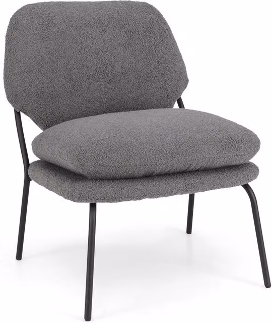 COSTWAY Grey Bouclé Fabric Armless Accent Leisure Chair with Metal Frame