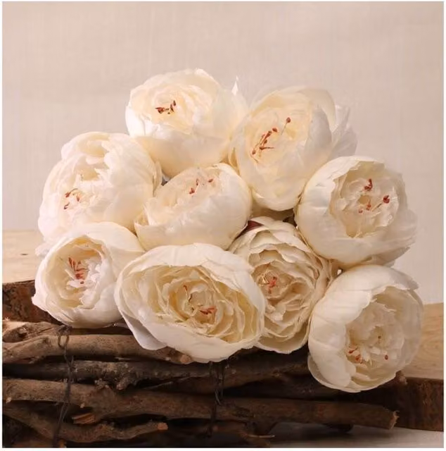 KDMD White Peony Artificial Flower Bunch, 40 cm – 1