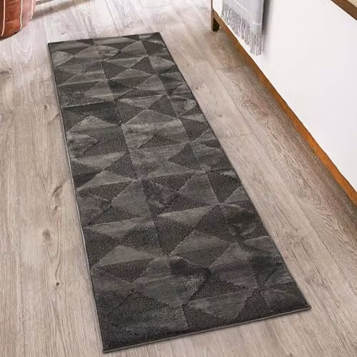 Desire Rugs Mosaic Modern Hallway Runner Rug, Grey, W: 60 cm, L: 220 cm – 1