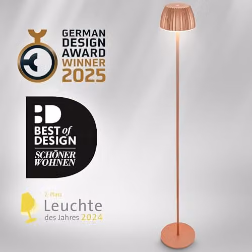 Briloner Rechargeable LED Floor Lamp in Copper, Dimmable and IP44 Waterproof with Touch Control, W/D/H: 19 x 19 x 124 cm – 9
