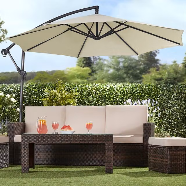 Garden Gear 2.7m Cantilever Garden Parasol in Cream with Aluminium and Steel Frame