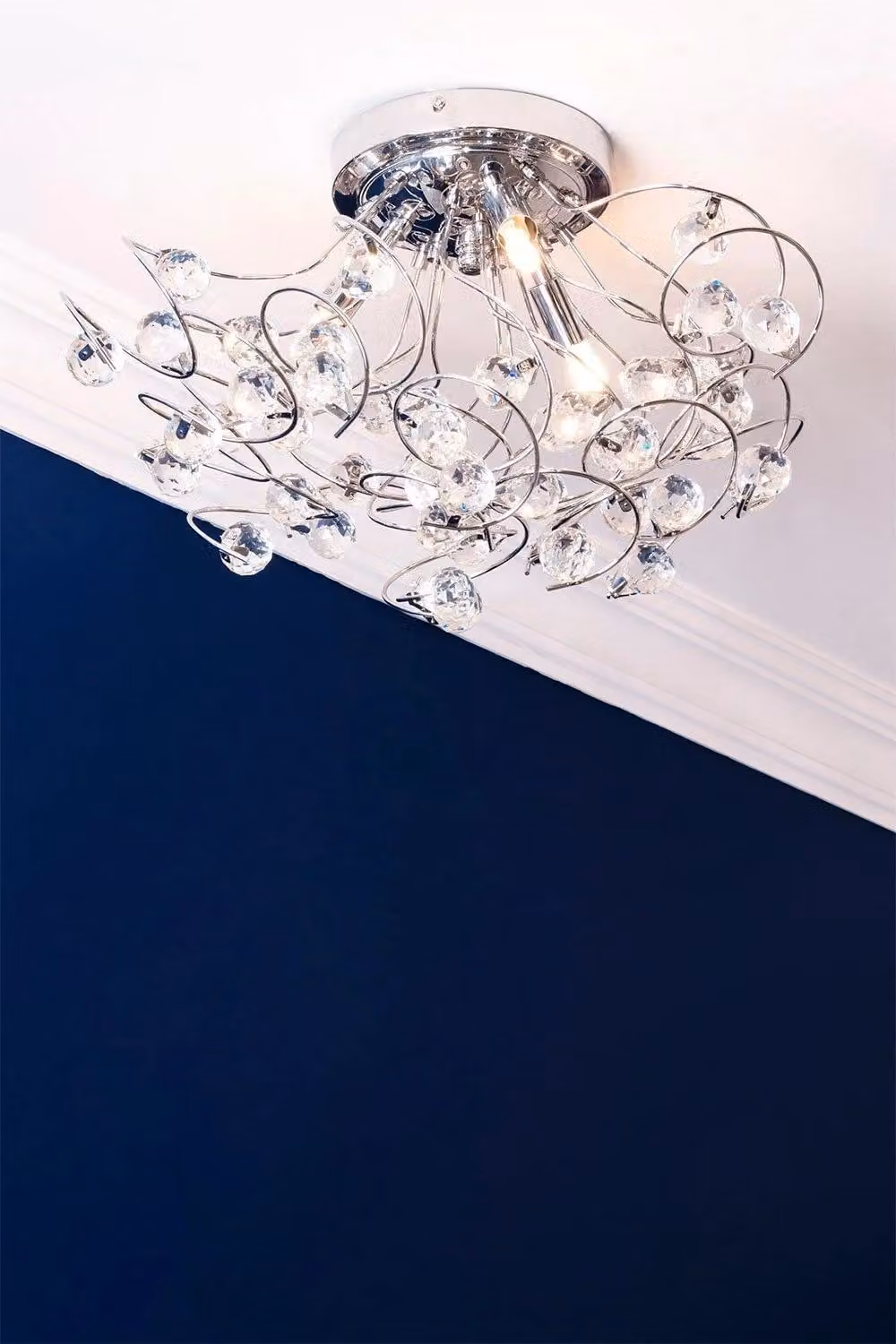 BHS Lighting Lila Crystal Flush Ceiling Light in Silver and Purple – 2
