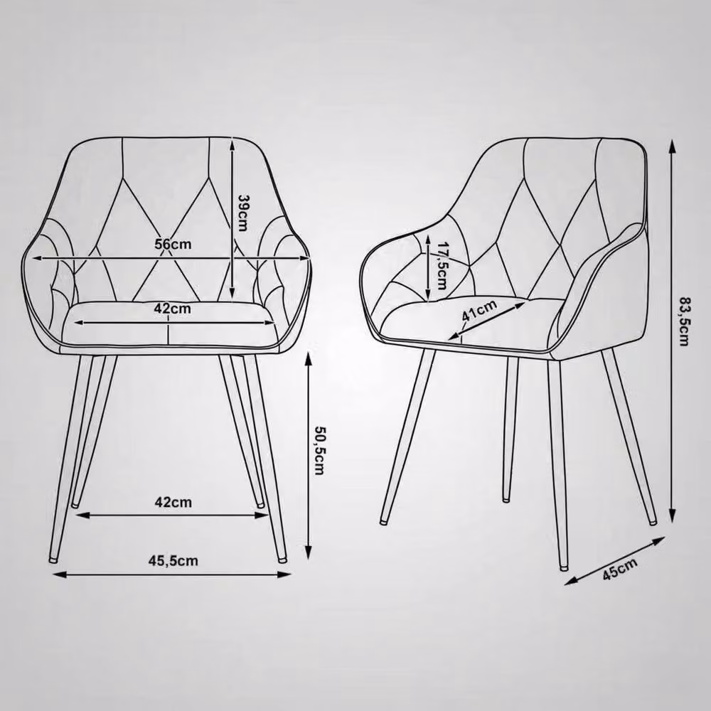 Merax Set of 2 Grey Faux Leather Upholstered Dining Chairs with Armrests – 2