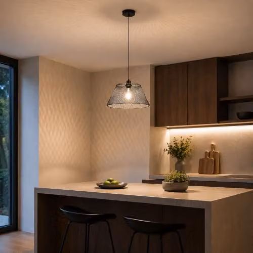 Netlighting Baku Industrial Wire Frame Pendant Light in Black and Gold/Brass, Height: 120 cm, Diameter: 36 cm – 3