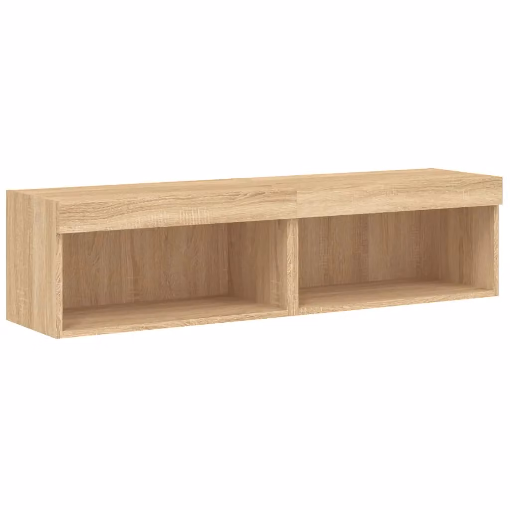 Berkfield Home Set of 2 Wall Mounted TV Cabinets with Integrated LED Lights in Sonoma Oak Brown, W/D/H: 60 x 30 x 30 cm – 2