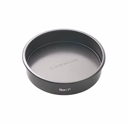 MasterClass Non-Stick Round Carbon Steel Loose Base Cake Tin, Grey, 18cm