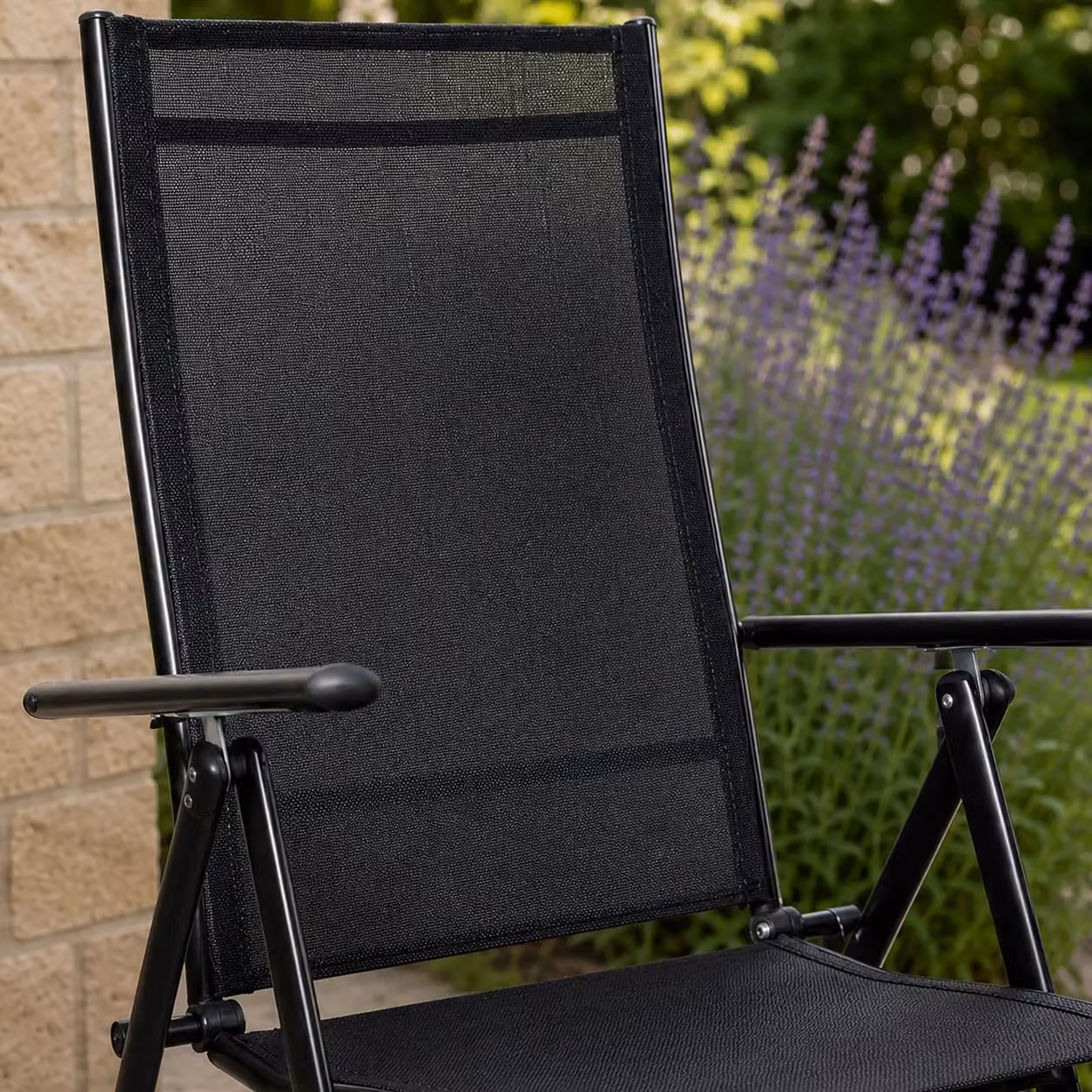 Samuel Alexander Multi Position Reclining Folding Chair in Black for Garden, Patio or Terrace – 3