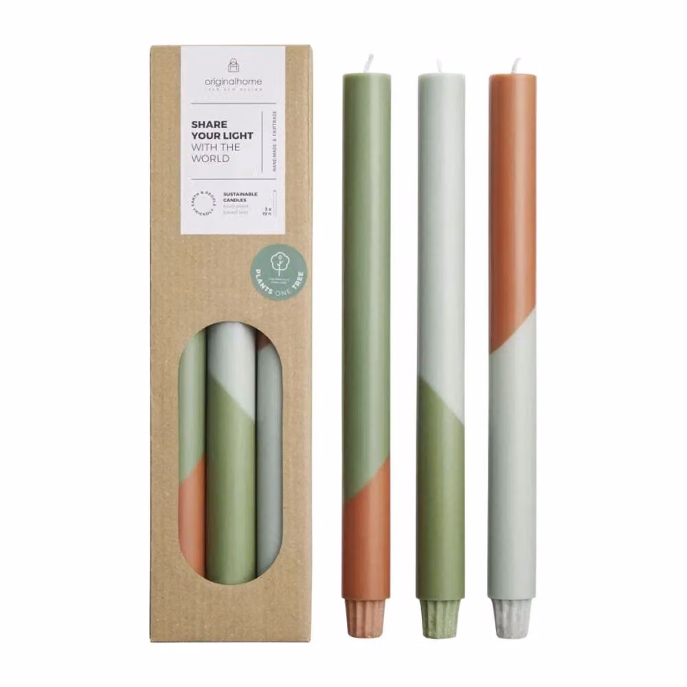 Originalhome Eden Diagonal Candles, Pack of 3, Bright Green – 2