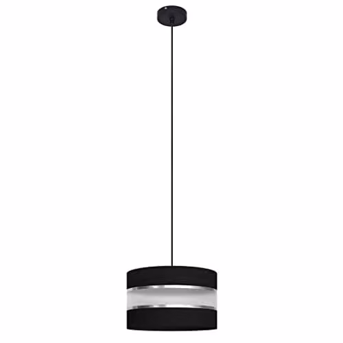 Netlighting Helen Cylindrical Pendant Ceiling Light in Black and Silver, Diameter: 25 cm – 1