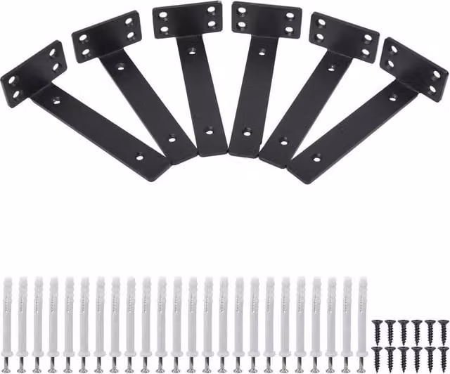 NESTLUNE 6 Pack Heavy Duty Metal Floating Shelf Brackets in Black – 1