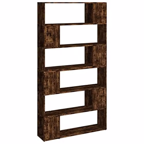 vidaXL Book Cabinet and Room Divider in Smoked Oak, W: 100 cm, D: 24 cm, H: 188 cm – 1