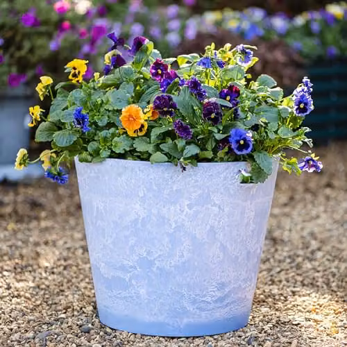 Garden Gear Caesar Sky Blue Marble Effect Frost Resistant Planter with Drainage, Diameter: 41 cm – 2
