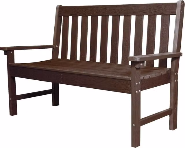 Garden Gear Oakdale Wood-effect HDPE Garden Bench in Brown