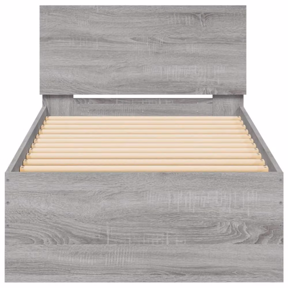 Berkfield Home Durable Grey Sonoma Bed Frame with LED Under-Bed Lighting and Lift-Up Base, W/D/H: 90 x 203 x 70 cm – 4