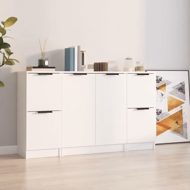 Berkfield Home 3-Piece Sideboard Set in White Matt MDF