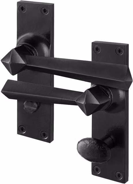 AFIT Black Antique Cast Iron Bathroom Door Handles with Backplate, 1 Pair, W/D/H: 15.0 x 15.0 x 15.0 cm – 1