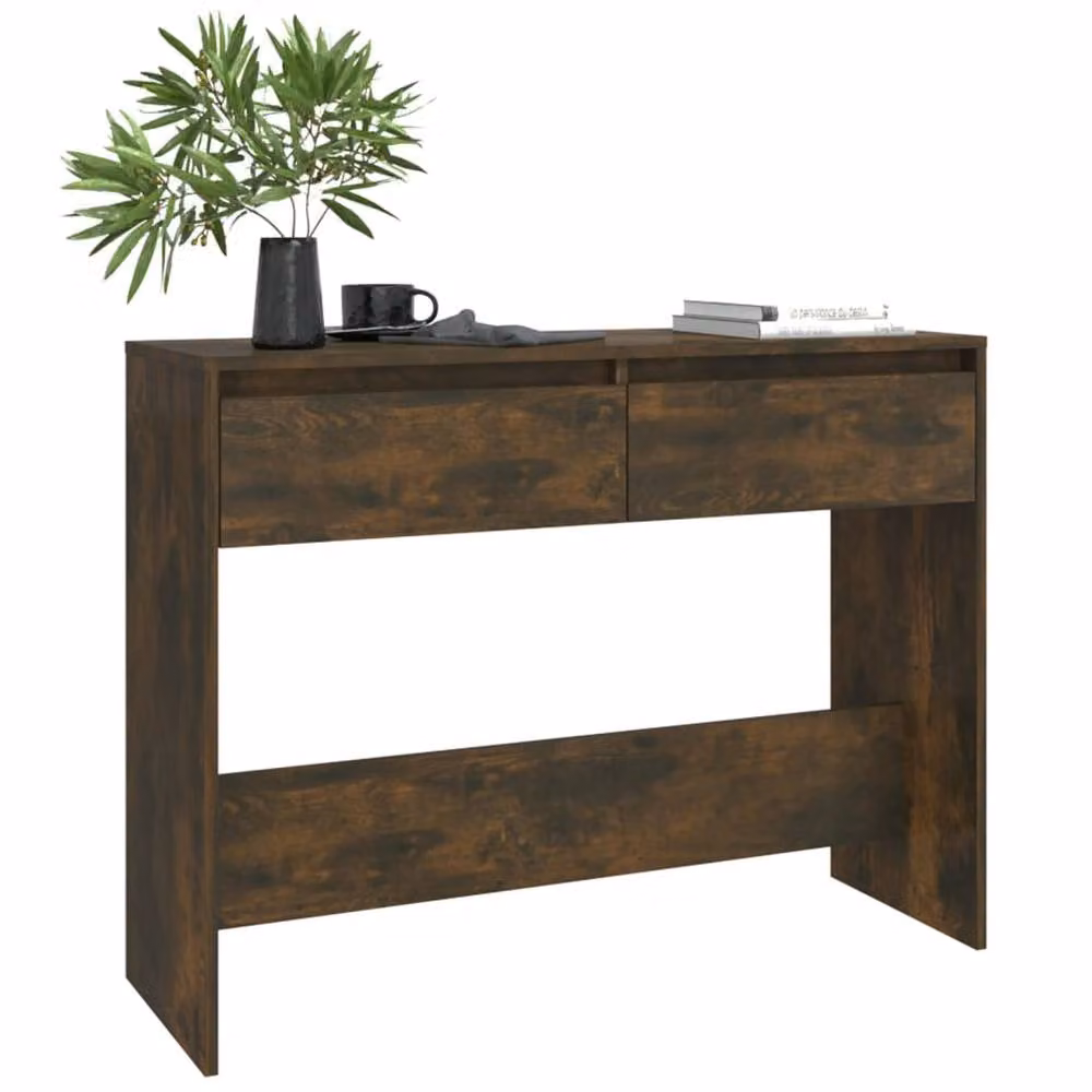 Berkfield Home Modern Smoked Oak Console Table in Brown, W/D/H: 100 x 35 x 76.5 cm – 3