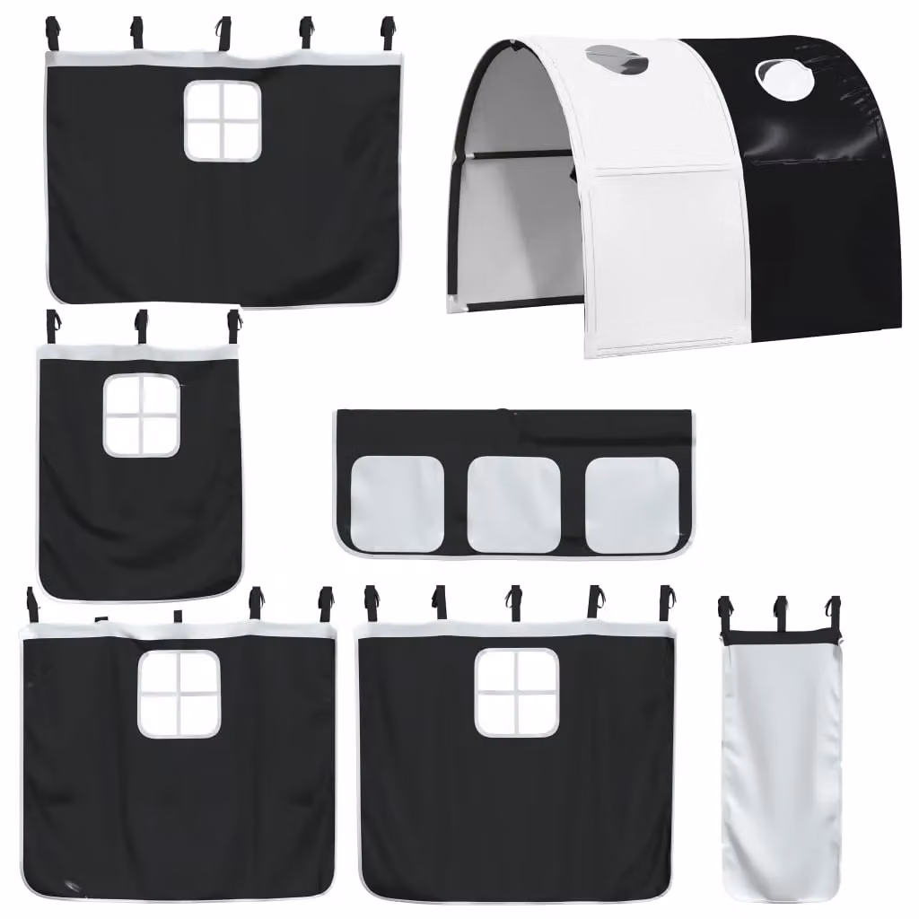Berkfield Home Opaque Polyester Loft Bed Curtains with Tunnel in White and Black – 3
