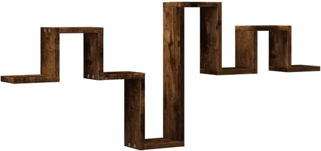 Berkfield Home Wall Mounted Smoked Oak Shelf, Brown, W: 104.5 cm, D: 10 cm, H: 43 cm