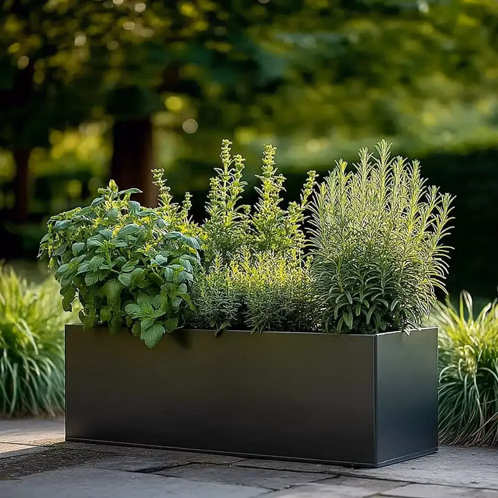 Tulipy Galvanised Steel Trough Planter, Matte Grey, W/D/H: 24 x 70 x 24 cm – 5