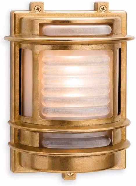 Netlighting Nautic Outdoor Wall Light in Gold and Brass with Frosted Glass, IP64, E27