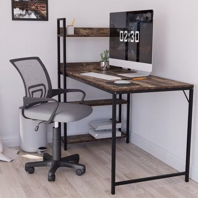Vida Designs Airsdale Grey Mesh Task Chair with Armrests and 360 Degree Swivel