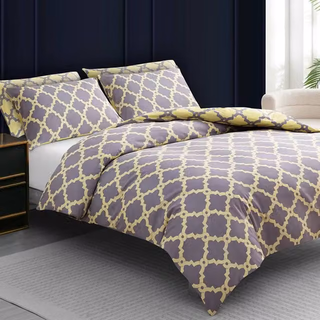 Grace Luxury Hypoallergenic Microfibre Duvet Cover and Pillowcase Set in Multicolour, W/D/H: 135 x 200 cm and 90 x 200 cm