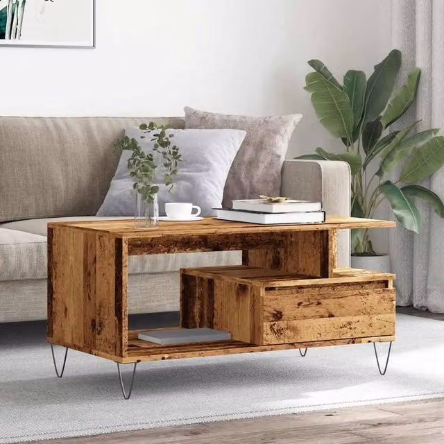 Berkfield Home Durable Industrial Coffee Table in Brown, W/D/H: 90 x 49 x 45 cm