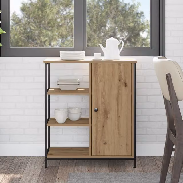 Berkfield Home Artisan Oak Sideboard in Brown and Black, W/D/H: 70 x 30 x 80 cm
