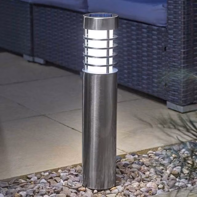 Garden Mile Solar Bollard Garden Stake Light in Silver