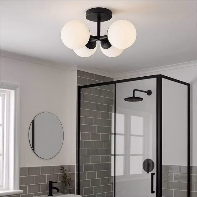 Loops Black LED Sphere Ceiling Light for Modern Bathroom Decor
