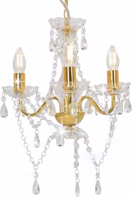 Berkfield Home Round Chandelier with Beads in Gold/Brass, 3 x E14