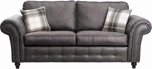 LUXURY LIFE Oakley 3 Seater Fabric Sofa in Grey