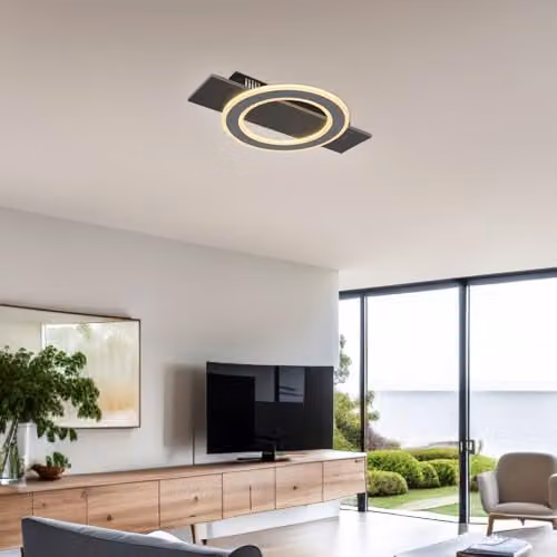 Netlighting Jayden LED Semi Flush Ceiling Light in Grey Anthracite with Warm White Light – 4