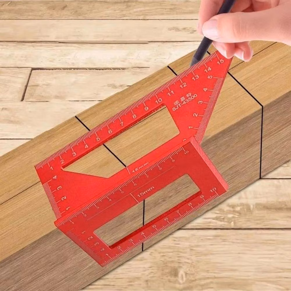 FLAVORA Red Aluminum Alloy 45/90 Degree Angle Woodworking Square, W: 520 mm, L: 10000 mm – 2