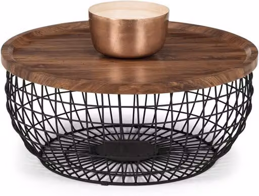 Julian Bowen Smithson Round Storage Coffee Table in Walnut and Black – 8