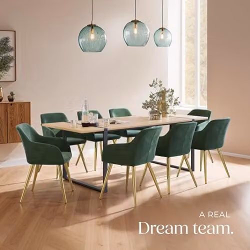 tectake Set of 6 Marilyn Accent Chairs in Dark Green Velvet with Gold Metal Legs – 2