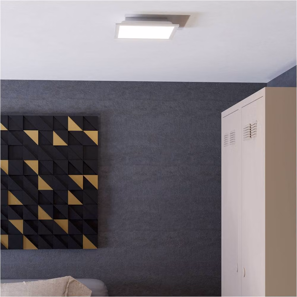 Loops Modern White Square LED Ceiling Light with Included Bulb – 2