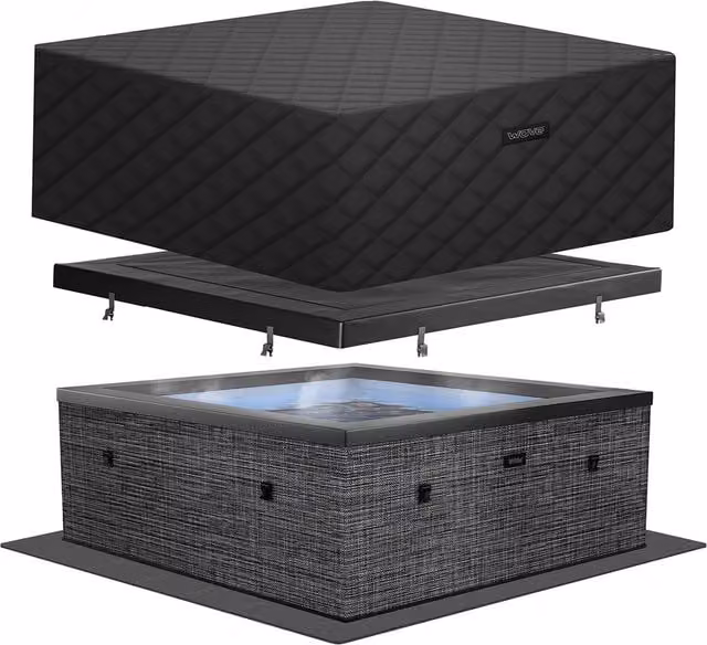 Summer Waves Wave Garda 6-Person Eco Foam Hot Tub with Integrated Heater in Flint Grey EnergySave Bundle