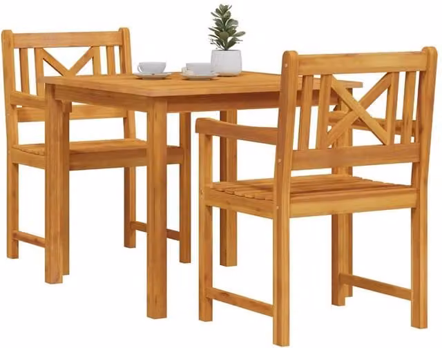 Berkfield Home 3 Piece Acacia Wood Garden Dining Set in Brown – 1